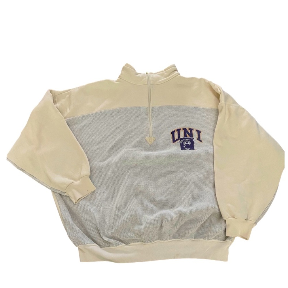 Vintage University of Northern Iowa Panthers: Long Sleeve 3/4 Zip Pulllover 2XL